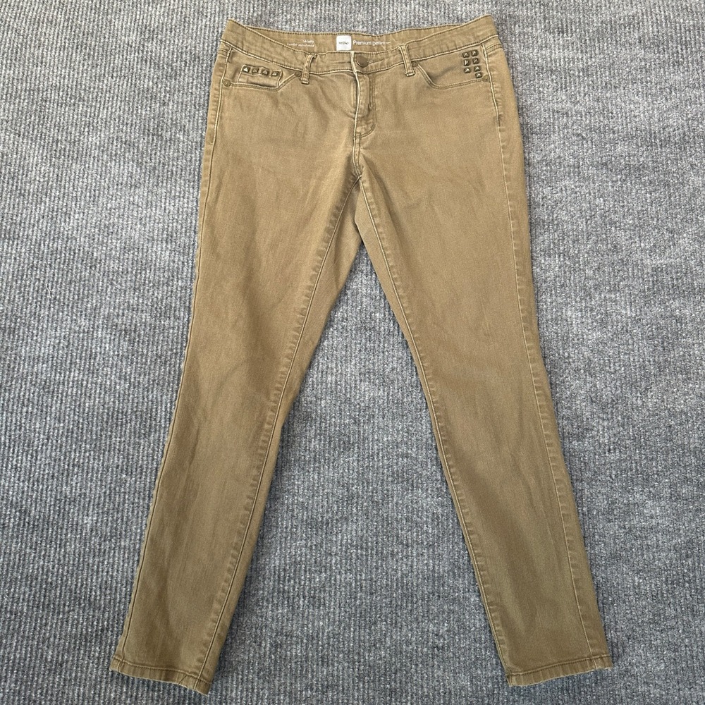 Mossimo Premium Denim Skinny Jeans 8 Olive Green Studded Pocket Stretch